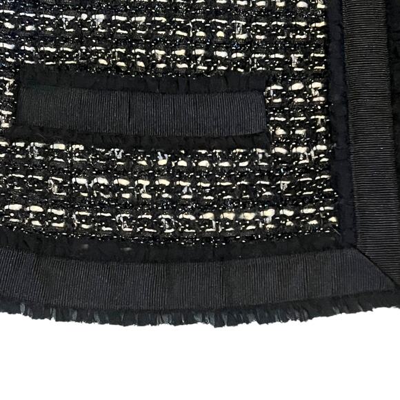 J.Crew Collection Cropped Black Shimmer Tweed Jacket 3/4 Sleeves Size 10 - Picture 5 of 10